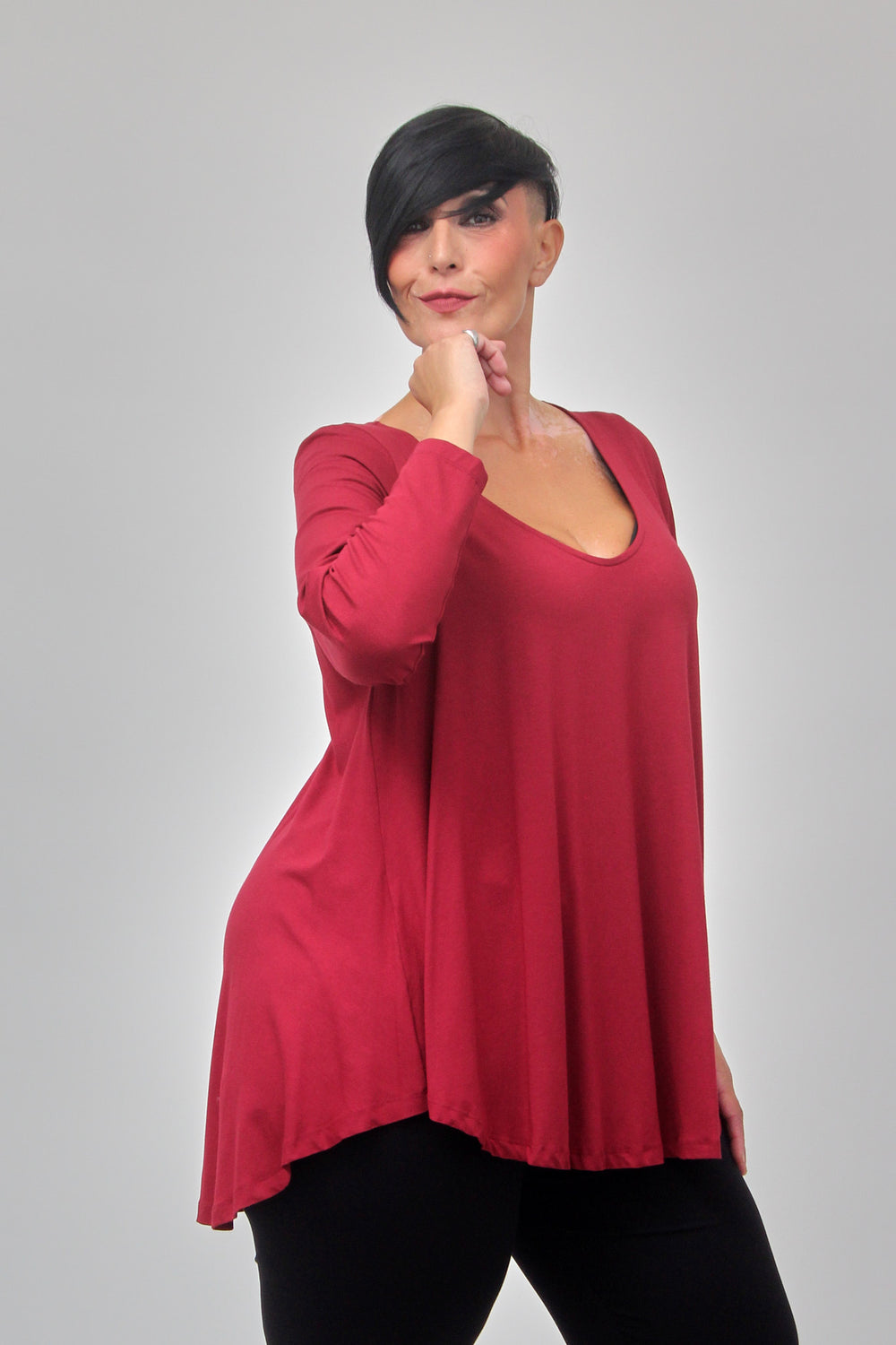 Maglia scollo V ruota - Bordeaux