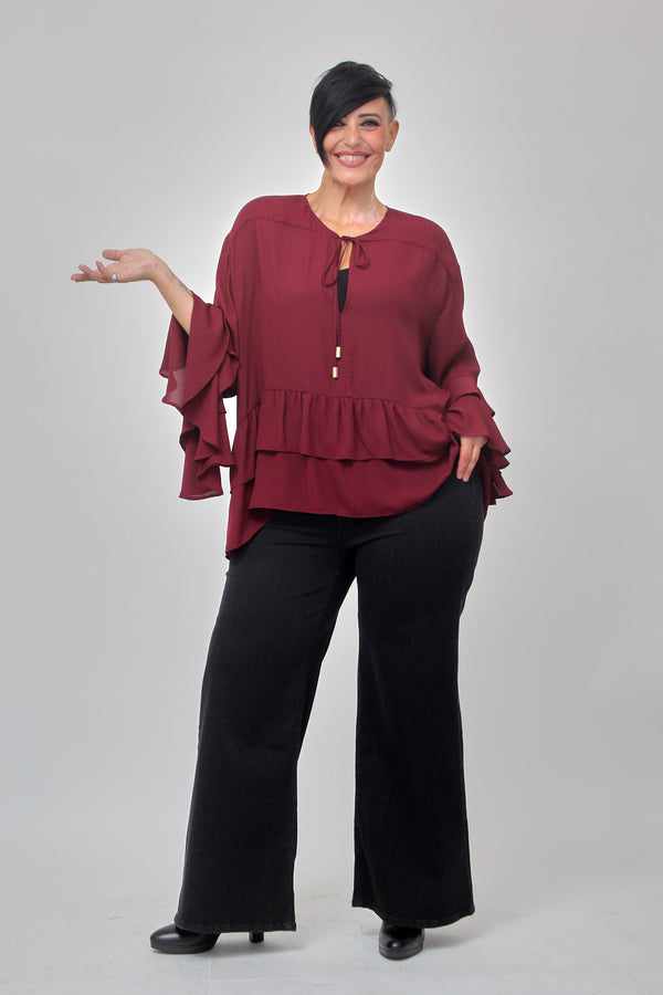 Blusa rouches laccetto - Bordeaux