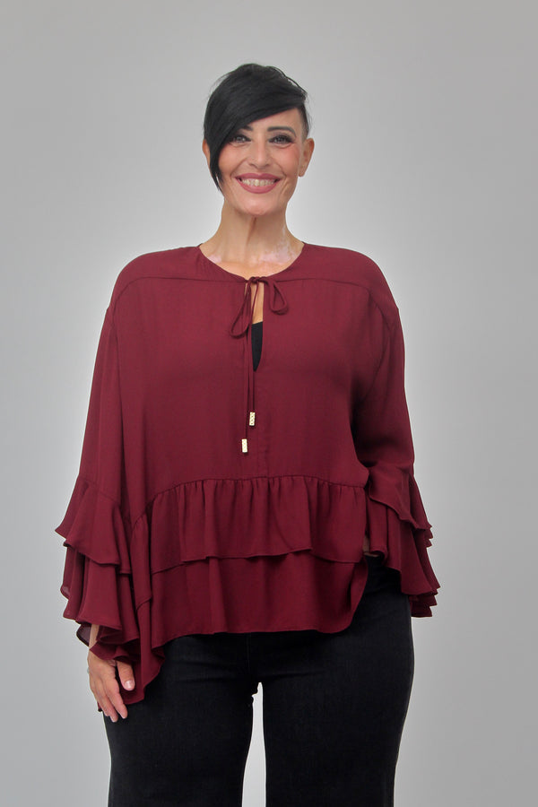 Blusa rouches laccetto - Bordeaux