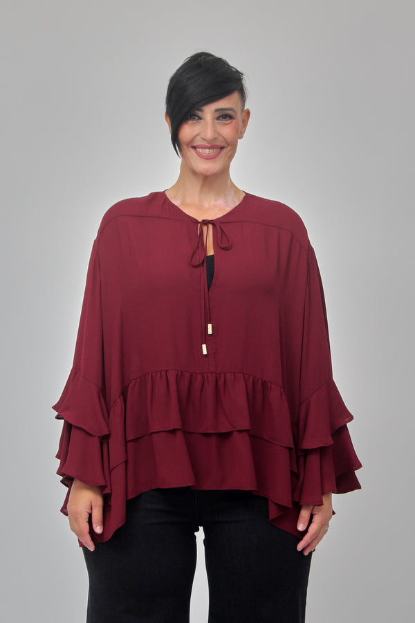 Blusa rouches laccetto - Bordeaux
