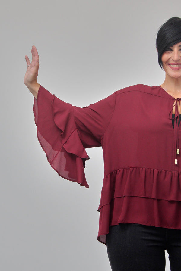 Blusa rouches laccetto - Bordeaux