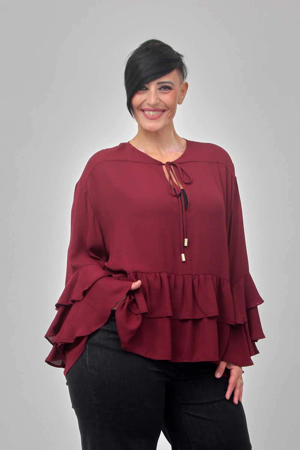 Blusa rouches laccetto - Bordeaux