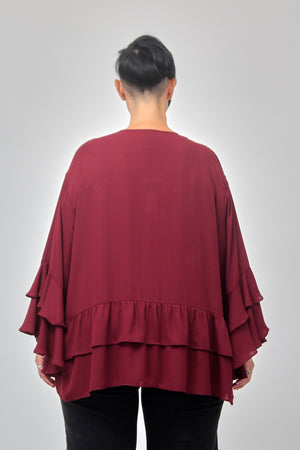 Blusa rouches laccetto - Bordeaux
