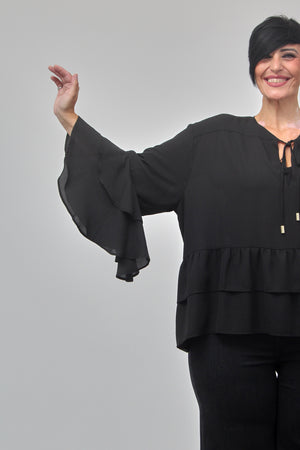 Blusa rouches laccetto - Nero