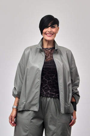 Bomber ecopelle zip - Cemento