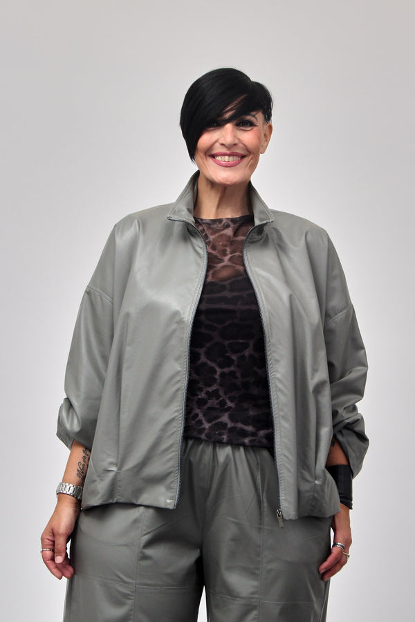 Bomber ecopelle zip - Cemento