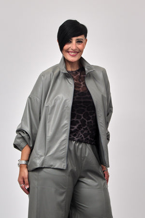 Bomber ecopelle zip - Cemento