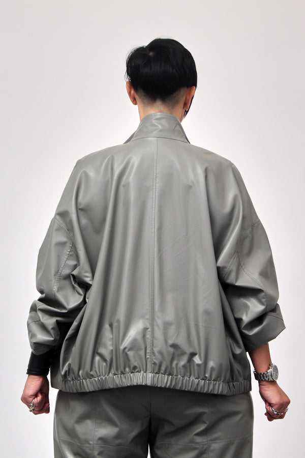 Bomber ecopelle zip - Cemento