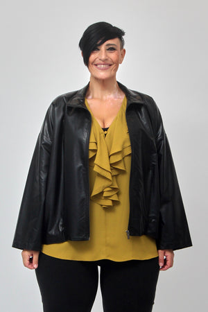 Bomber ecopelle zip - Nero