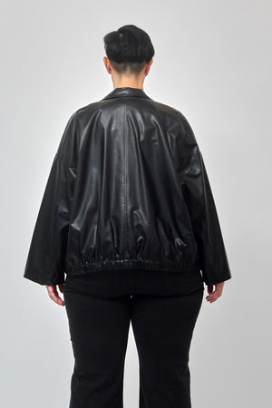 Bomber ecopelle zip - Nero