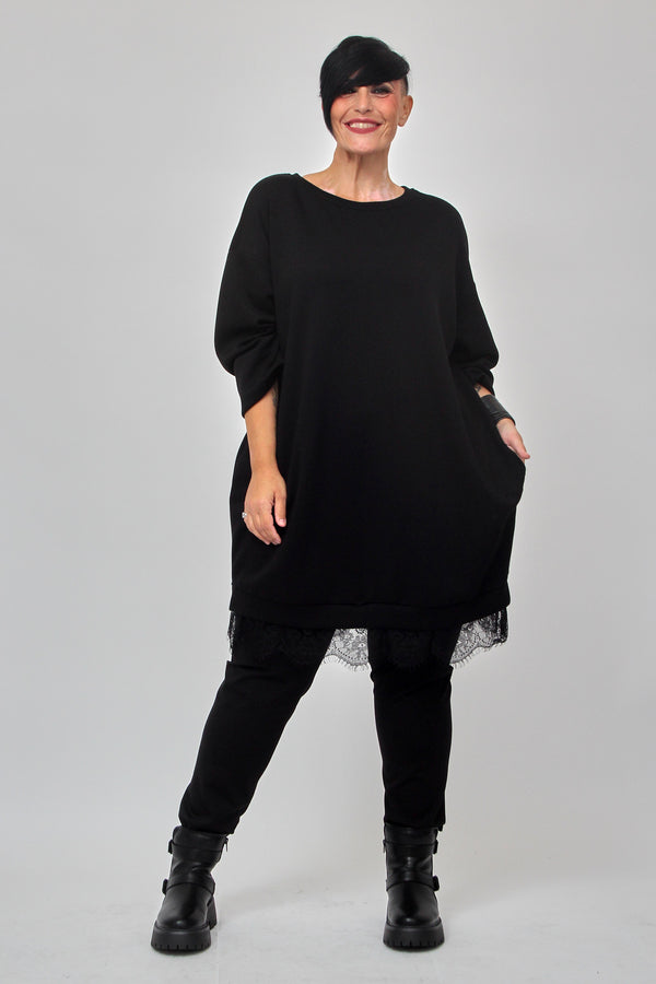 Abito scuba tulle - NERO