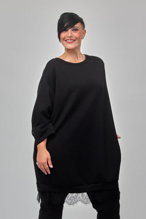 Abito scuba tulle - NERO