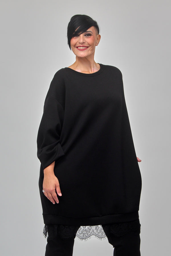 Abito scuba tulle - NERO