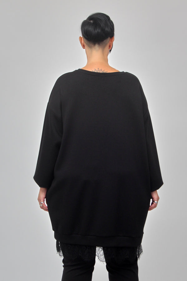 Abito scuba tulle - NERO