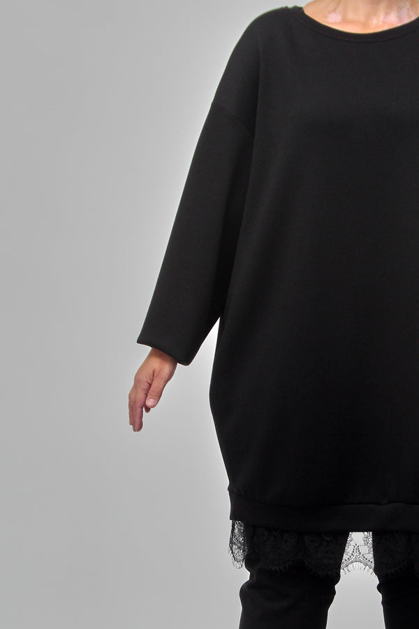 Abito scuba tulle - NERO