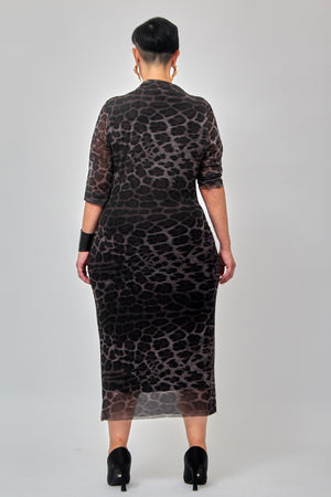 Abito tulle arricciato - Animalier