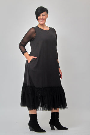 Abito gessato tulle - Nero