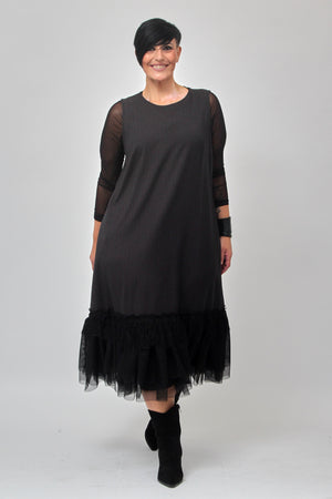 Abito gessato tulle - Nero