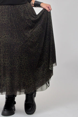 Gonna tulle animalier - Verde militare