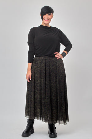 Gonna tulle animalier - Verde militare