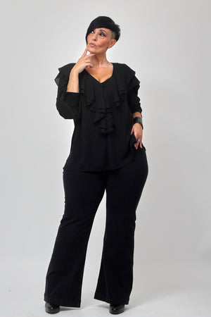 Blusa pizzo rouches - Nero