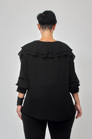 Blusa maxi rouches - Nero