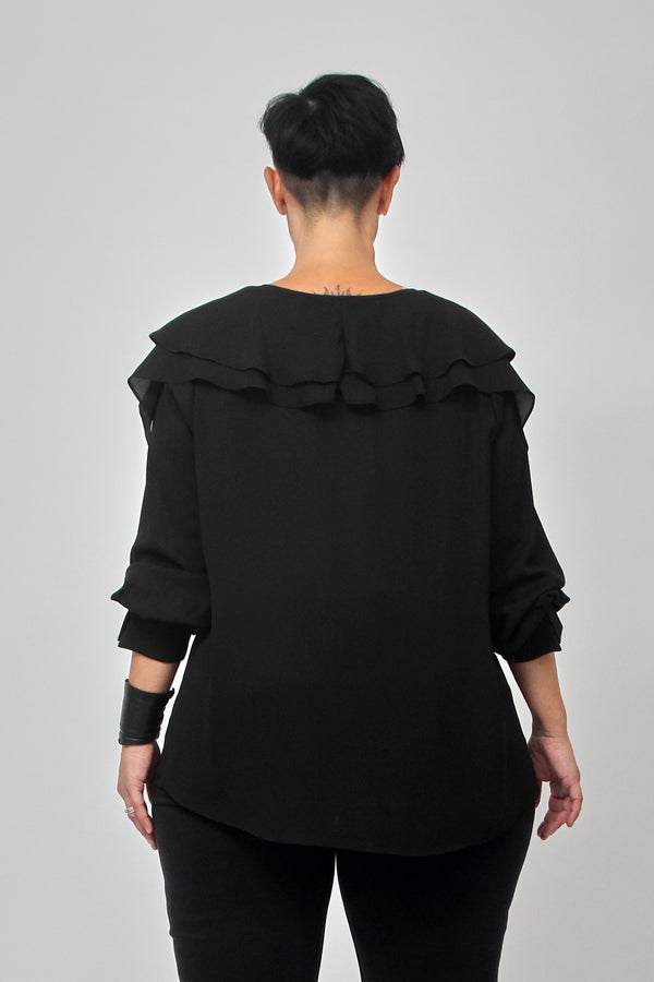Blusa maxi rouches - Nero