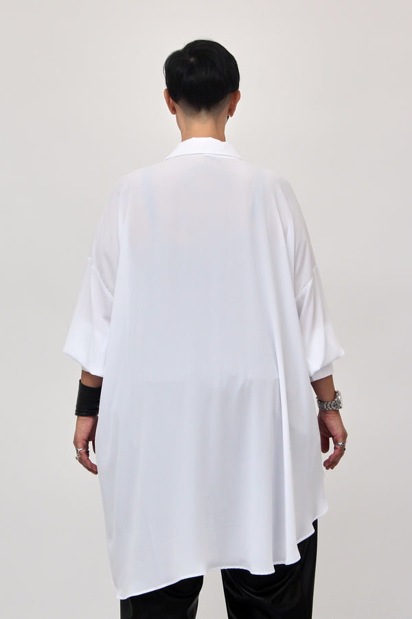 Maxi camicia coda - Bianco