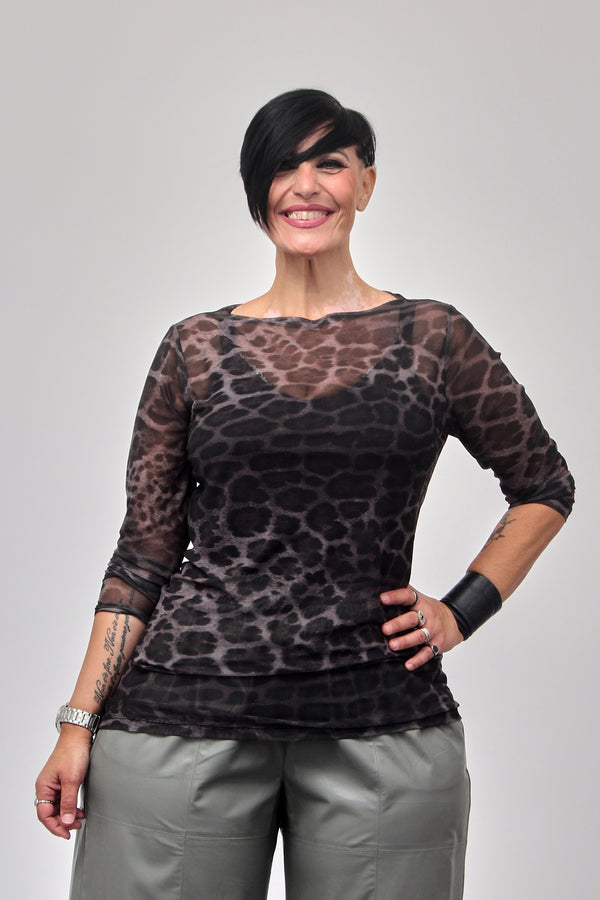 Maglia lunga tulle - Animalier