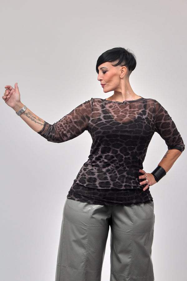 Maglia lunga tulle - Animalier