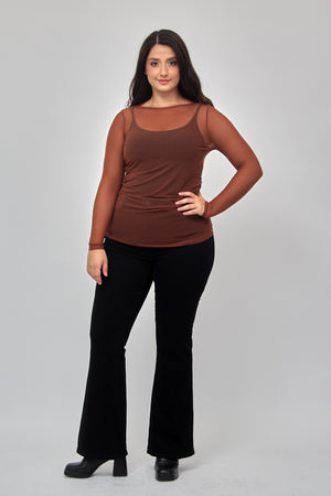 Maglia tulle lunga - Tabacco