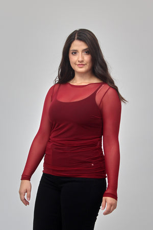Maglia tulle lunga - Bordeaux