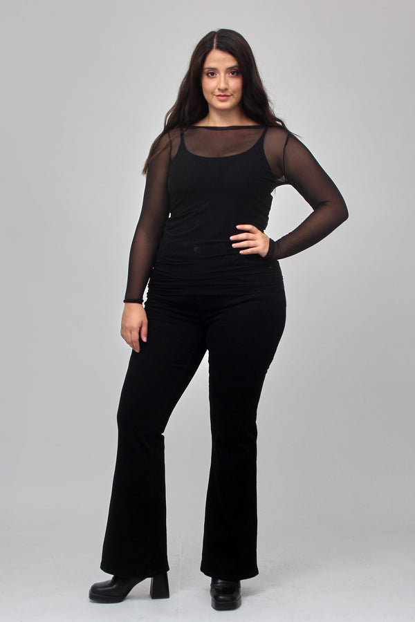 Maglia tulle lunga - Nero