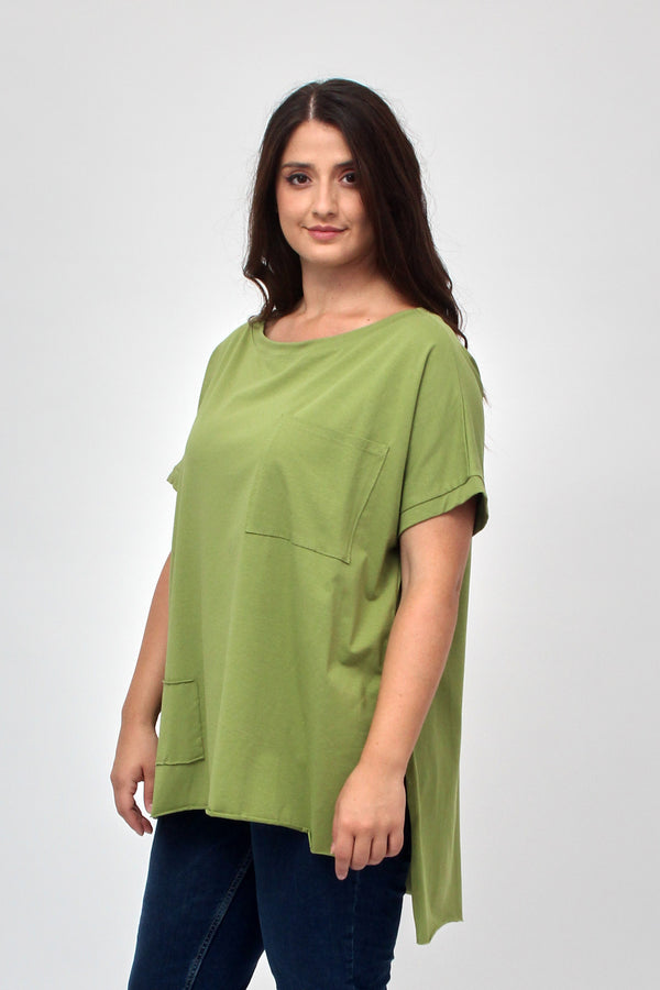 Maglia scatola tasca e toppa - Verde oliva