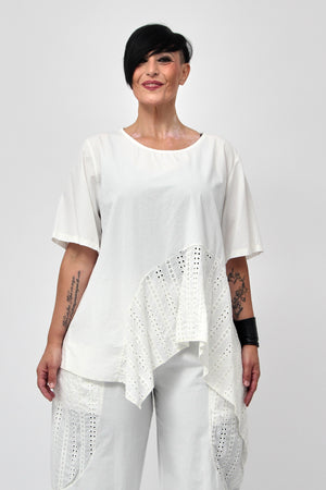 Maglia onda pizzo - Bianco