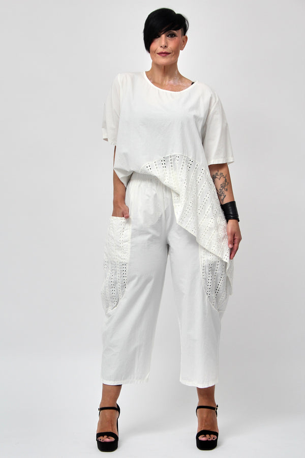 Maglia onda pizzo - Bianco