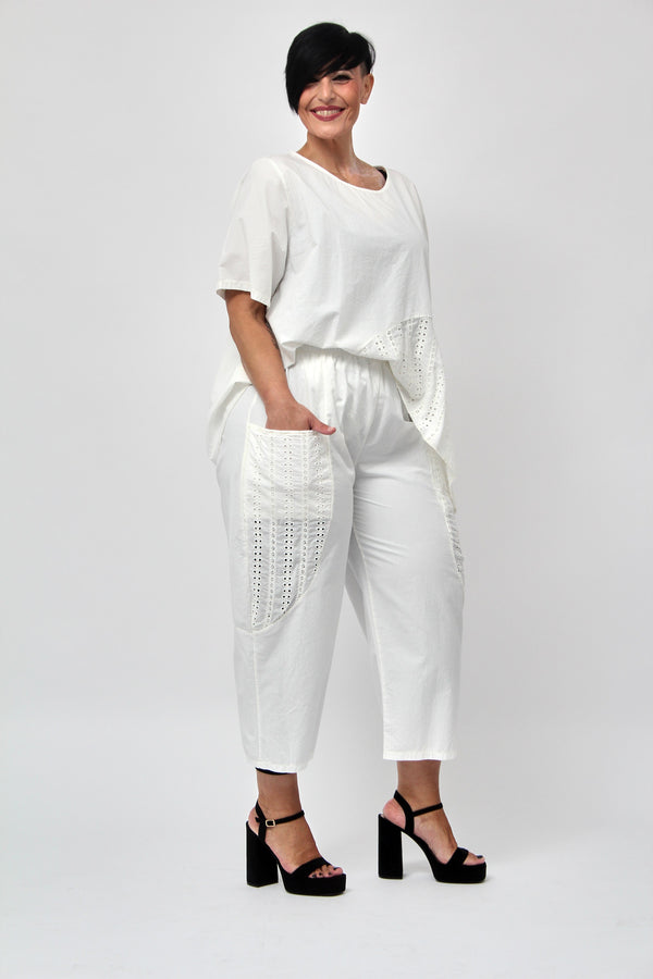 Maglia onda pizzo - Bianco