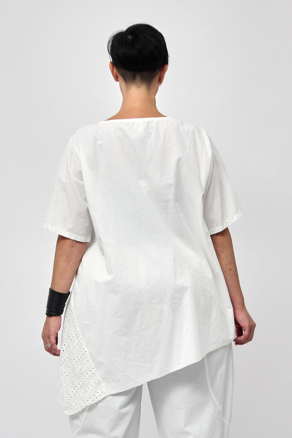 Maglia onda pizzo - Bianco