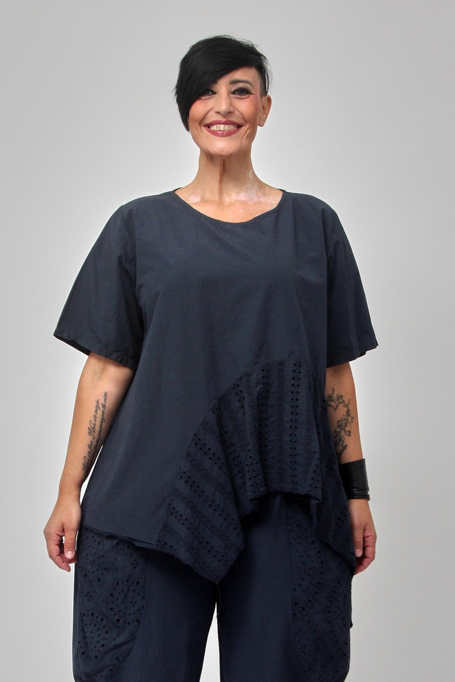 Maglia onda pizzo - Blu