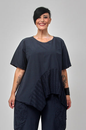 Maglia onda pizzo - Blu