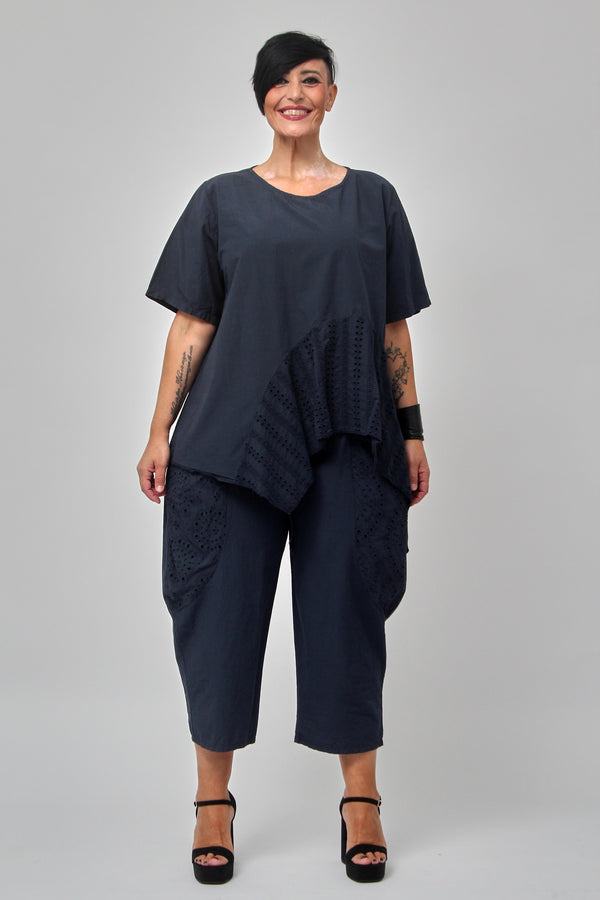Maglia onda pizzo - Blu
