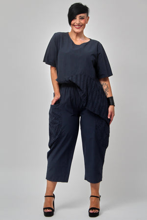 Maglia onda pizzo - Blu