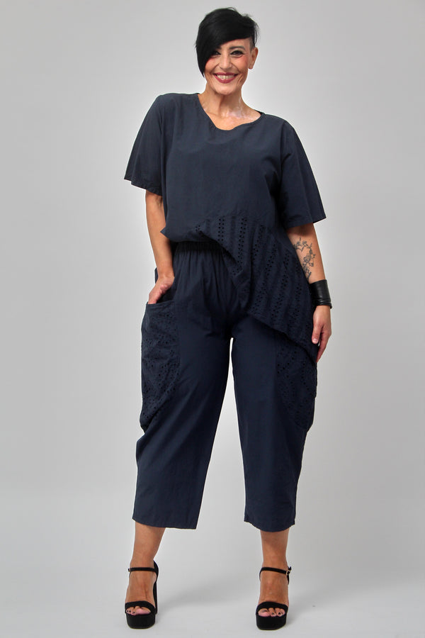 Maglia onda pizzo - Blu