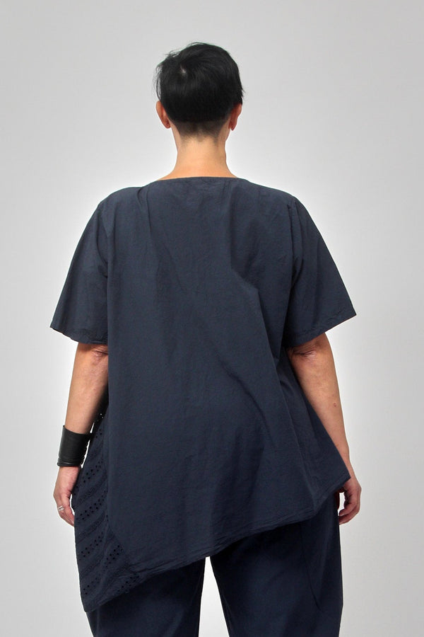 Maglia onda pizzo - Blu
