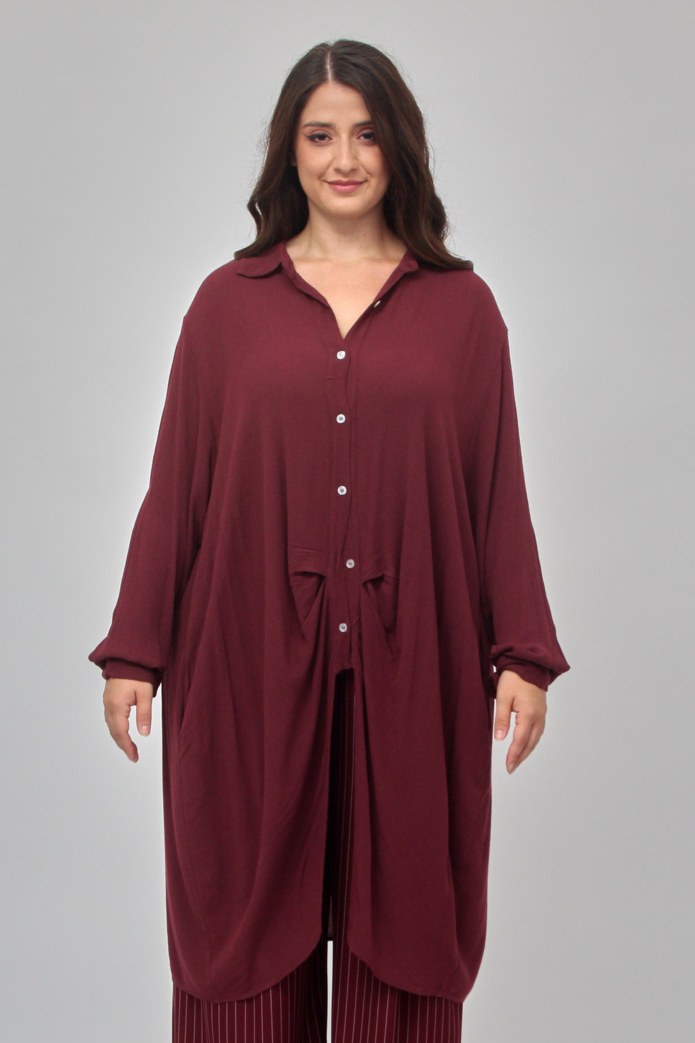 Camicia stropiccio bottoni - Vino