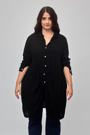 Camicia stropiccio bottoni - Nero
