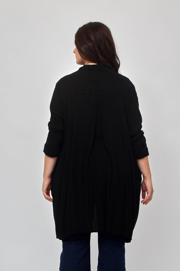 Camicia stropiccio bottoni - Nero