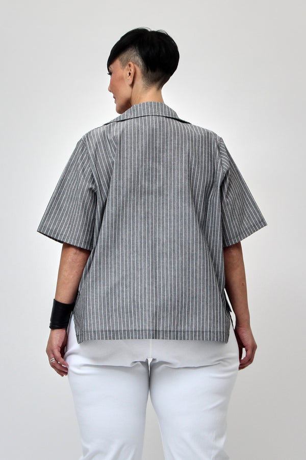 Giacca crop effetto lino - Nero