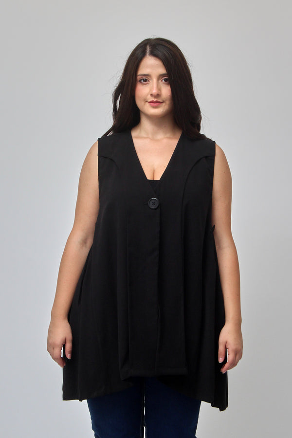 Gilet bottone pinces - Nero