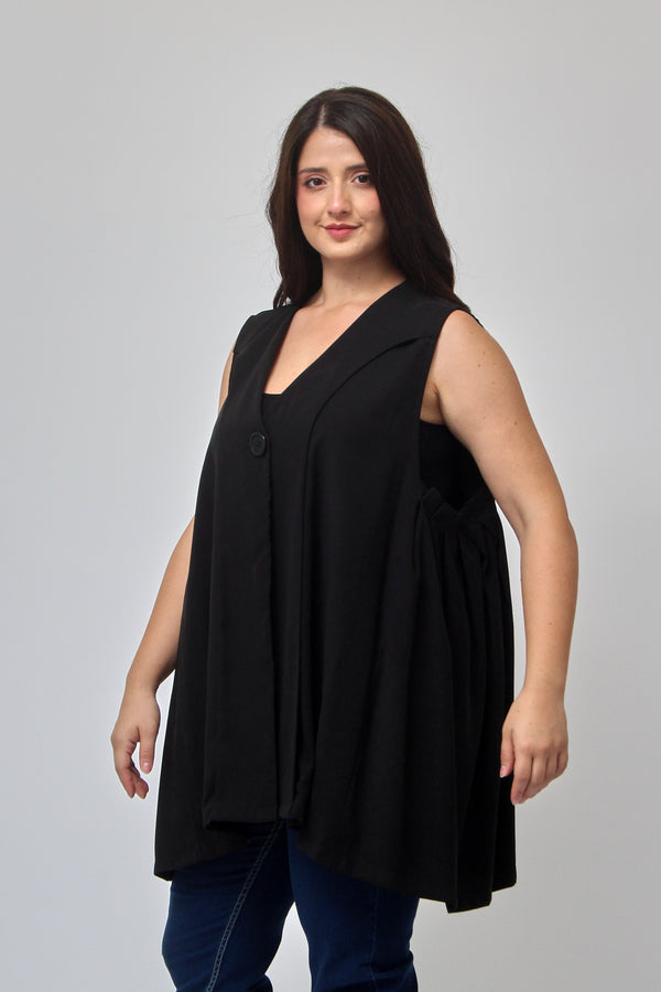 Gilet bottone pinces - Nero